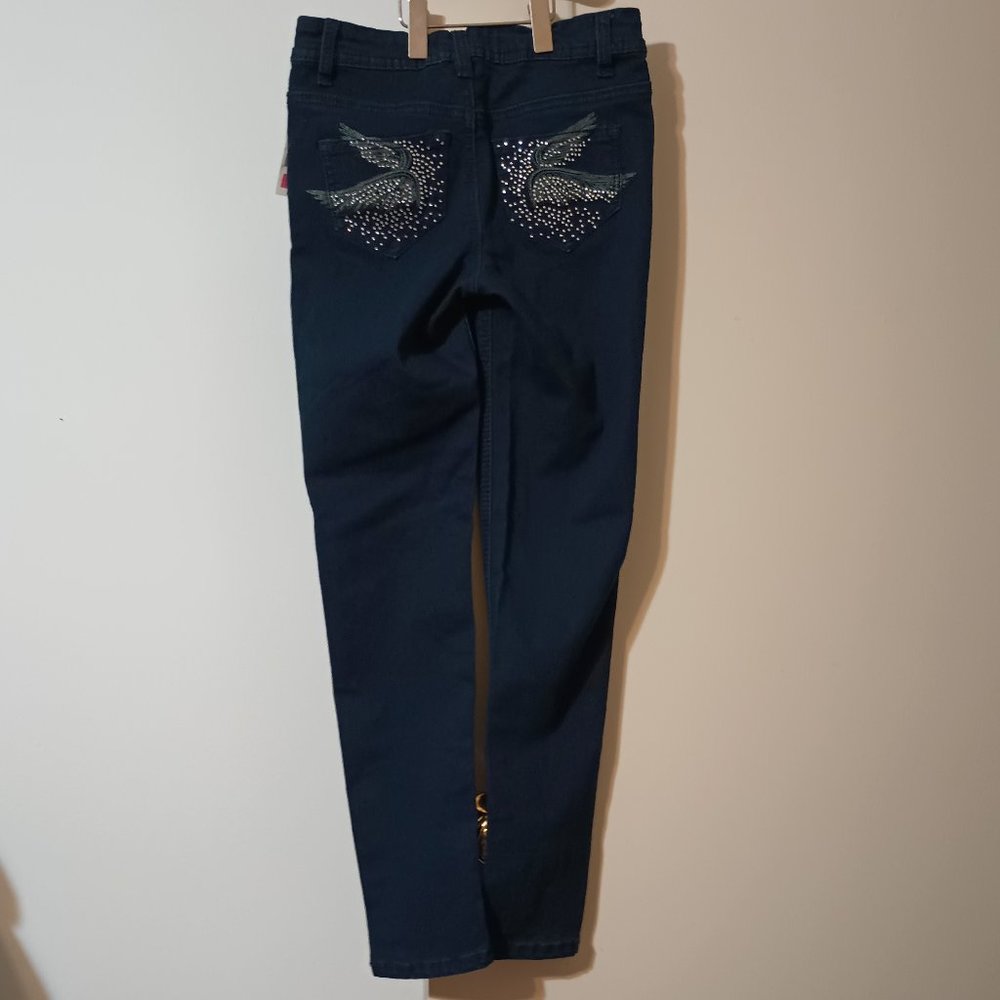NWT ~ Roebuck & Co. Dark Wash Blue Jeans w/ Angel Wings on Back Pockets (Sz.12)